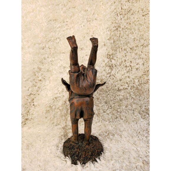 Bronze-Tone Resin Statue Of Children Playing 10.5" Tall Sculpture Rustic Home De - Picture 10 of 15